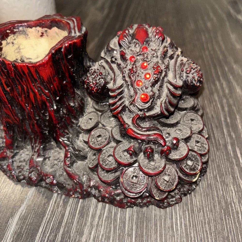 Chinese‎ Resin Frog Pen Holder Candle Holder Dark Burgundy 7x4x 4